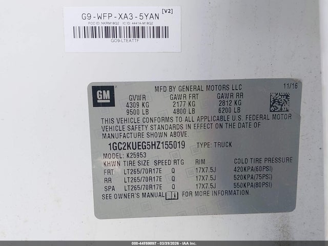 2017 CHEVROLET SILVERADO 2500HD 1GC2KUEG5HZ155019 Photo 8