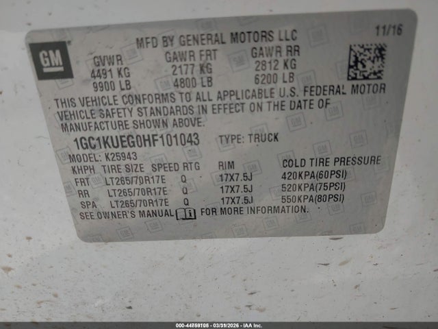2017 CHEVROLET SILVERADO 2500HD 1GC1KUEG0HF101043 Photo 8
