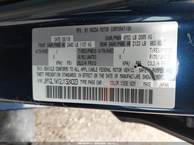 Aukcja sprzedaży 2018 Mazda Mazda6 Grand Touring Reserve, vin: JM1GL1WY2J1324023, numer aukcji: 44759111