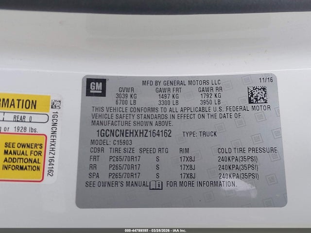 2017 CHEVROLET SILVERADO 1500 1GCNCNEHXHZ164162 Photo 8