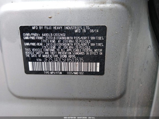 Aukcja sprzedaży 2015 Subaru Forester 2.5i Premium, vin: JF2SJADC5FH503535, numer aukcji: 44759159