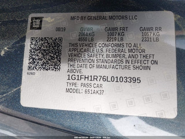 Продаж на аукціоні авто 2020 Chevrolet Camaro Rwd  2ss, vin: 1G1FH1R76L0103395, номер лоту: 44759184