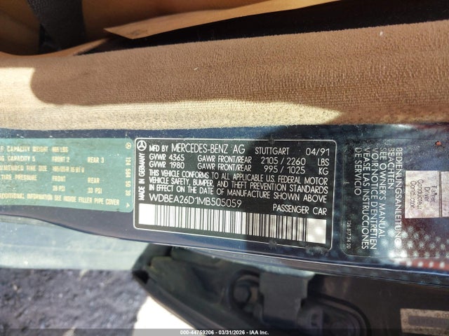 1991 MERCEDES-BENZ 300 WDBEA26D1MB505059 Photo 8