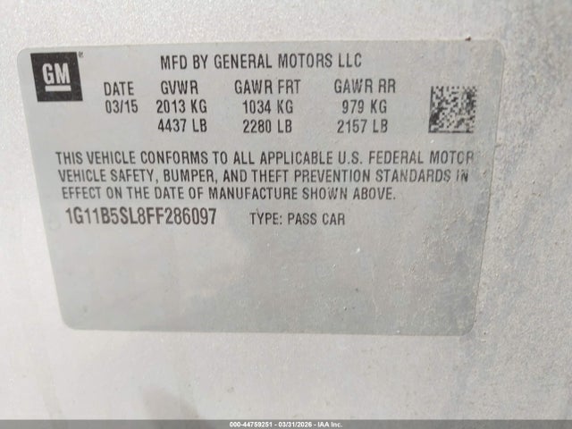 2015 CHEVROLET MALIBU 1G11B5SL8FF286097 Photo 8