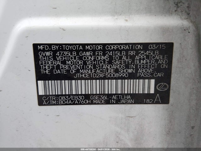 Продаж на аукціоні авто 2015 Lexus Is 350, vin: JTHCE1D2XF5008990, номер лоту: 44759258