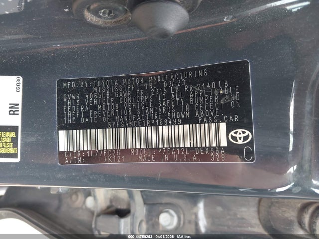 44759263 :رقم المزاد ، 5YFS4MCE1RP168499 vin ، 2024 Toyota Corolla Se مزاد بيع