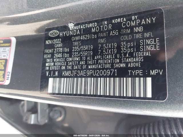 Продаж на аукціоні авто 2023 Hyundai Tucson Xrt, vin: KM8JF3AE9PU200971, номер лоту: 44759290