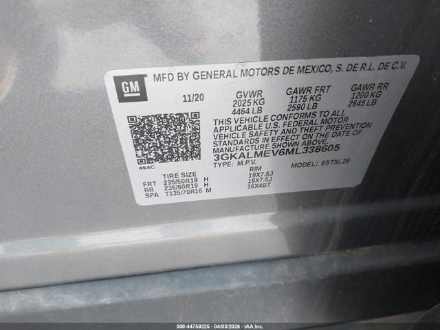 44759325 :رقم المزاد ، 3GKALMEV6ML338605 vin ، 2021 Gmc Terrain Fwd Sle مزاد بيع