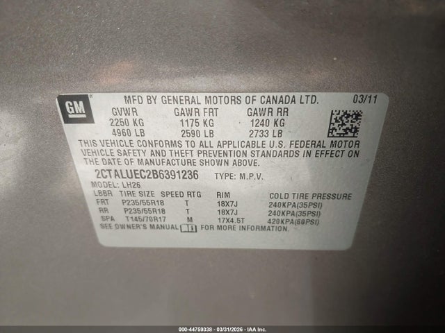 2011 GMC TERRAIN 2CTALUEC2B6391236 Photo 8