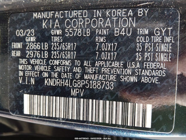 KNDRH4LG8P5188733 KIA Sorento Hybrid Ex