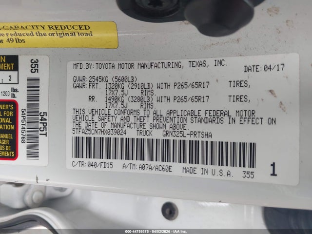2017 TOYOTA TACOMA 5TFAZ5CN7HX039024 Photo 8