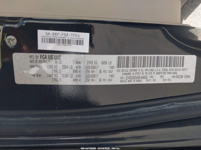 Продажа на аукционе авто 2016 Dodge Grand Caravan Se, vin: 2C4RDGBG4GR100262, номер лота: 44759389