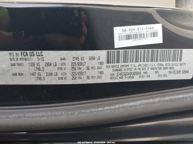 2C4RDGBG4GR365649 Dodge Grand Caravan Se Plus