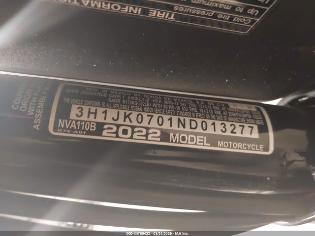 3H1JK0701ND013277 Honda NVA110 B