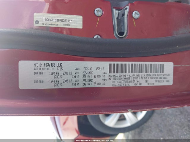 Jeep Compass Sport 2015 1C4NJDBB0FD393167 Image 9