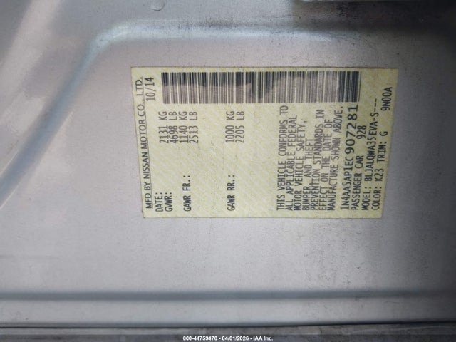Nissan Maxima 3.5 S 2014 1N4AA5AP1EC907281 Image 9