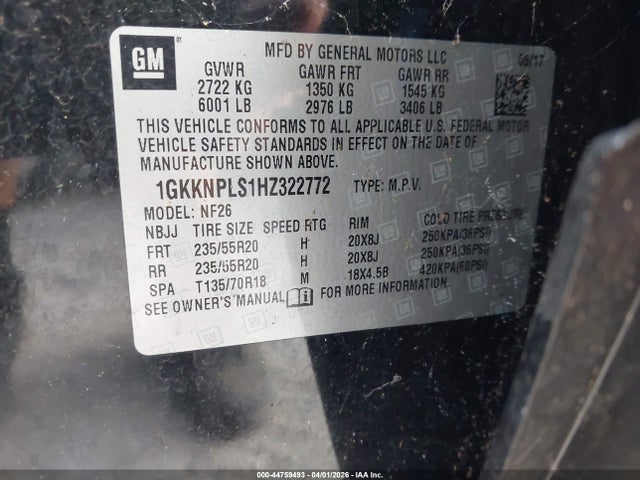 Продаж на аукціоні авто 2017 Gmc Acadia Denali, vin: 1GKKNPLS1HZ322772, номер лоту: 44759493