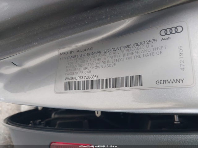 2018 Audi A5 2.0t Premium მანქანა იყიდება აუქციონზე, vin: WAUFNCF53JA063053, აუქციონის ნომერი: 44759496