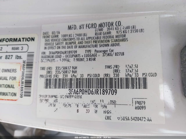 2018 FORD FUSION 3FA6P0HD6JR189709 Photo 8