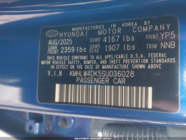 Aukcja sprzedaży 2025 Hyundai Elantra N, vin: KMHLW4DK5SU036028, numer aukcji: 44759616