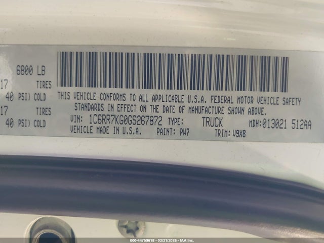 1C6RR7KG0GS267872 RAM 1500 Tradesman