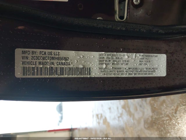 2021 Dodge Charger R/t Rwd მანქანა იყიდება აუქციონზე, vin: 2C3CDXCT0MH656852, აუქციონის ნომერი: 44759647
