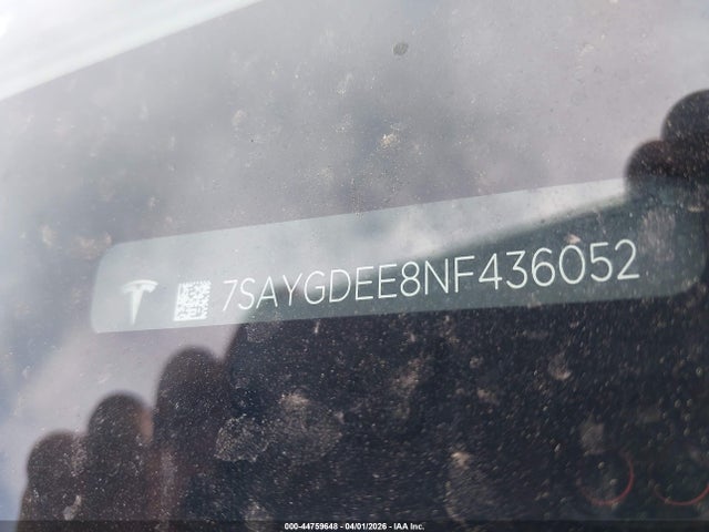 Aukcja sprzedaży 2022 Tesla Model Y Long Range Dual Motor All-wheel Drive, vin: 7SAYGDEE8NF436052, numer aukcji: 44759648