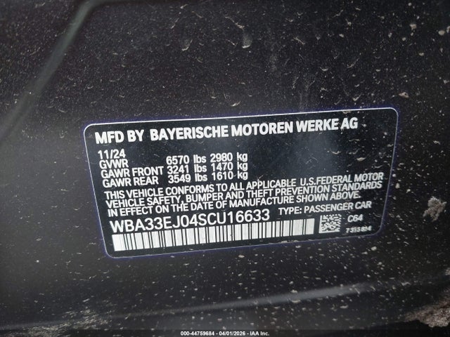 Aukcja sprzedaży 2025 Bmw 760i Xdrive, vin: WBA33EJ04SCU16633, numer aukcji: 44759684