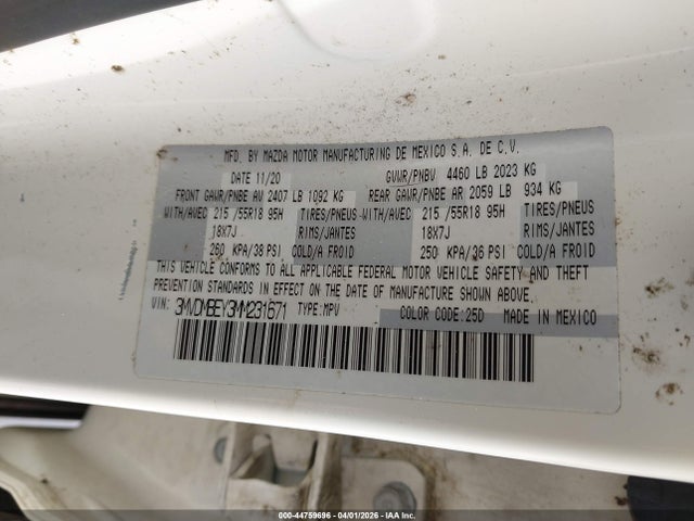 44759696 :رقم المزاد ، 3MVDMBEY3MM231671 vin ، 2021 Mazda Cx-30 2.5 Turbo Premium Plus مزاد بيع