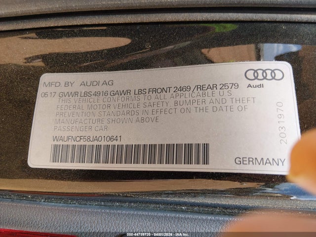 Продаж на аукціоні авто 2018 Audi A5 2.0t Premium, vin: WAUFNCF58JA010641, номер лоту: 44759720