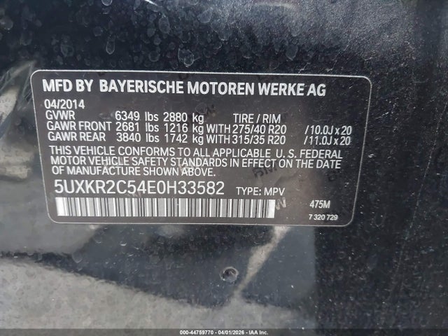 Aukcja sprzedaży 2014 Bmw X5 Sdrive35i, vin: 5UXKR2C54E0H33582, numer aukcji: 44759770