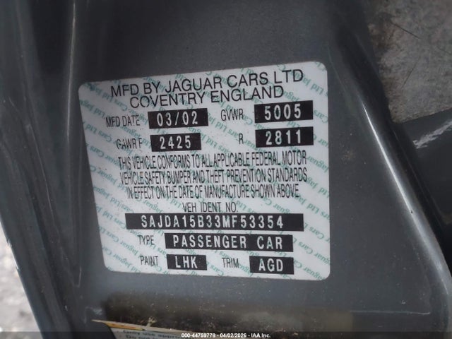 2003 JAGUAR XJ SAJDA15B33MF53354 Photo 8