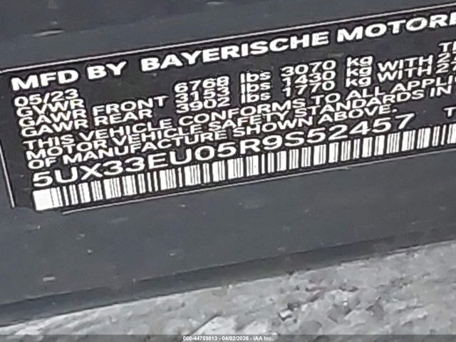 Aukcja sprzedaży 2024 Bmw X5 M60i, vin: 5UX33EU05R9S52457, numer aukcji: 44759813
