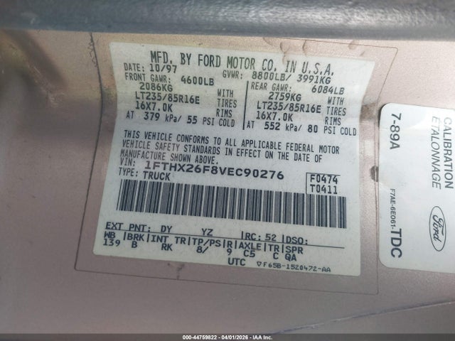 1997 FORD F-250 1FTHX26F8VEC90276 Photo 8