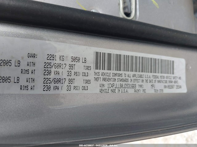 Продажа на аукционе авто 2018 Jeep Cherokee Latitude Plus Fwd, vin: 1C4PJLLB0JD531669, номер лота: 44759837