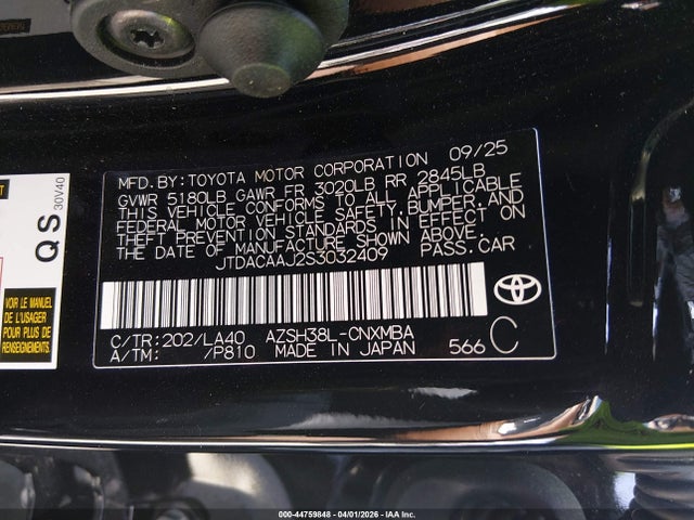 2025 Toyota Crown Signia Xle მანქანა იყიდება აუქციონზე, vin: JTDACAAJ2S3032409, აუქციონის ნომერი: 44759848