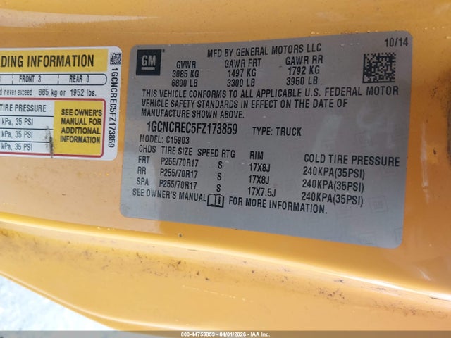 2015 CHEVROLET SILVERADO 1500 1GCNCREC5FZ173859 Photo 8