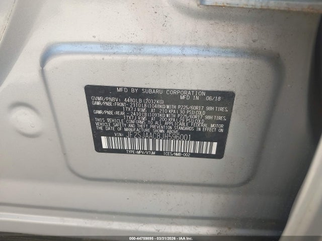 Aukcja sprzedaży 2018 Subaru Forester 2.5i, vin: JF2SJAAC8JH596001, numer aukcji: 44759895