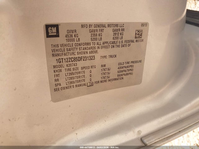 Aukcja sprzedaży 2013 Gmc Sierra 2500hd Work Truck, vin: 1GT12ZC85DF231323, numer aukcji: 44759913