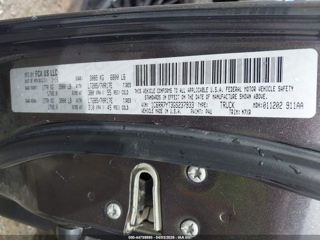 Продаж на аукціоні авто 2016 Ram 1500 Rebel, vin: 1C6RR7YT3GS237933, номер лоту: 44759990