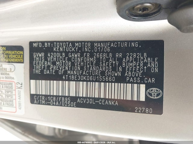 2006 TOYOTA CAMRY 4T1BE30K06U155660 Photo 8