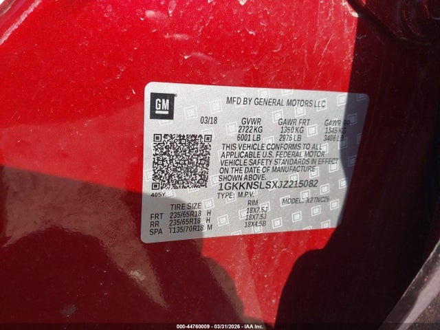 Продажа на аукционе авто 2018 Gmc Acadia Sle-2, vin: 1GKKNSLSXJZ215082, номер лота: 44760009