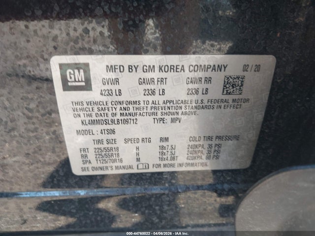 Aukcja sprzedaży 2020 Buick Encore Gx Fwd Select, vin: KL4MMDSL9LB109712, numer aukcji: 44760022