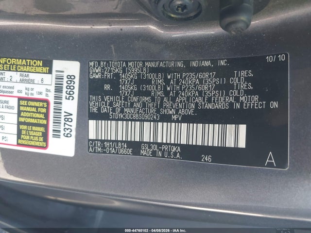 2011 TOYOTA SIENNA 5TDYK3DC8BS090243 Photo 8