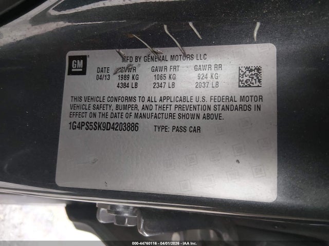 Aukcja sprzedaży 2013 Buick Verano Leather Group, vin: 1G4PS5SK9D4203886, numer aukcji: 44760116