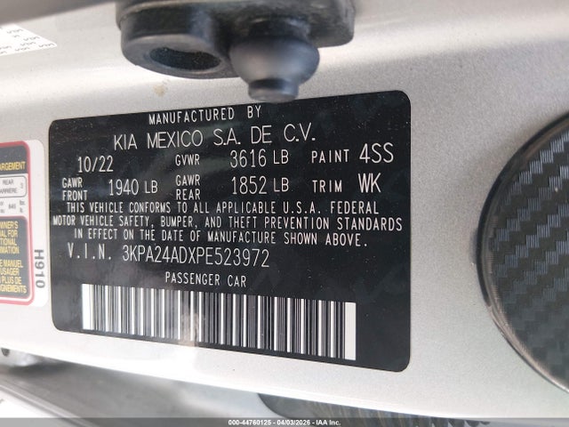Продаж на аукціоні авто 2023 Kia Rio S, vin: 3KPA24ADXPE523972, номер лоту: 44760125