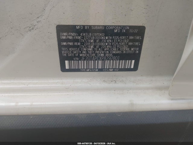 2023 Subaru Crosstrek Premium მანქანა იყიდება აუქციონზე, vin: JF2GTAPCXP8292801, აუქციონის ნომერი: 44760138