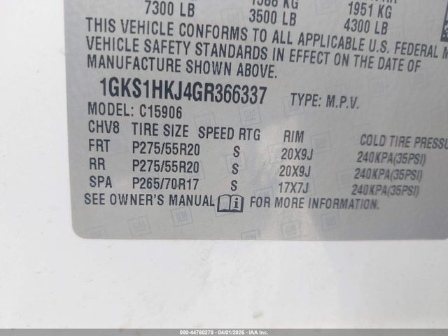 2016 GMC YUKON XL 1GKS1HKJ4GR366337 Photo 8