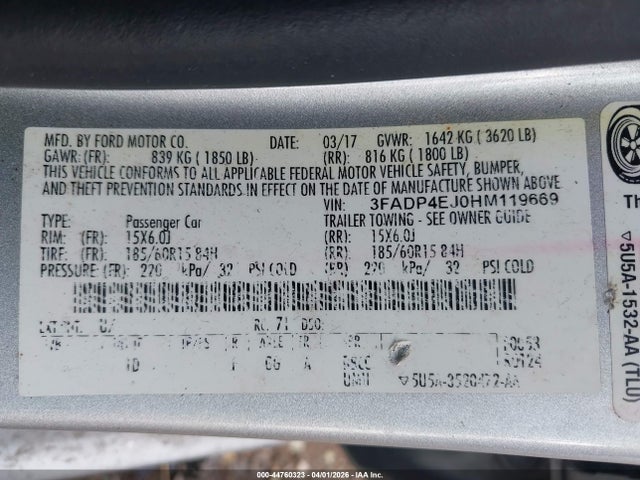 Ford FIESTA SE 2017 3FADP4EJ0HM119669 Image 9