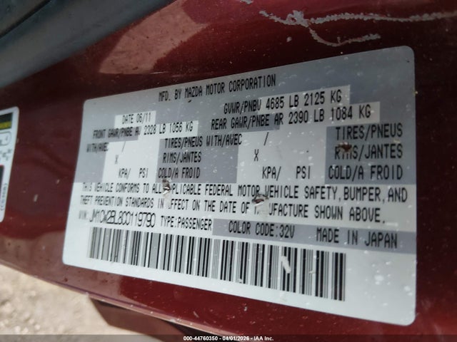 Продажа на аукционе авто 2012 Mazda Mazda5 Sport, vin: JM1CW2BL8C0119790, номер лота: 44760350
